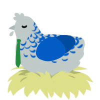 IT Support, a silver and ultramarine chicken with a half-lace pattern