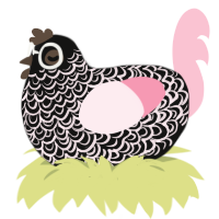Dr Beaumont, a black and rose chicken with a double-lace pattern