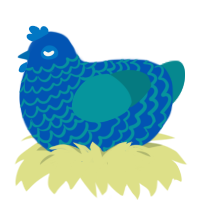 Mayo, a ultramarine and teal chicken with a lace pattern