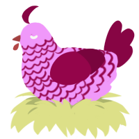 Rosita, a lavender and maroon chicken with a lace pattern