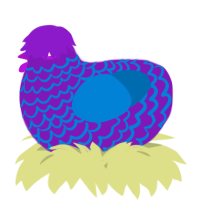 A violet and sapphire chicken with a lace pattern