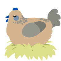 A beige and ash chicken with a neck-speckle pattern