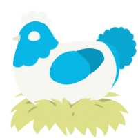 A white and cerulean chicken with a head pattern