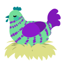 A spring and violet chicken with a bar pattern