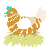 A orange and cream chicken with a bar pattern