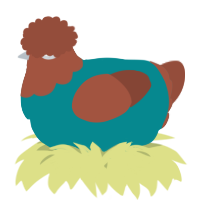 A teal and russet chicken with a head pattern
