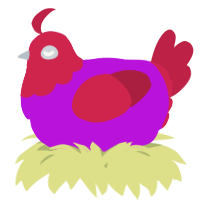 A amethyst and crimson chicken with a head pattern