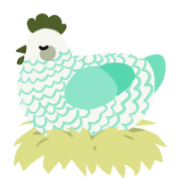 A white and mint chicken with a lace pattern