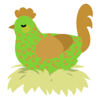 A grass and gold chicken with a speckle pattern