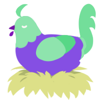 A blurple and spring chicken with a head pattern