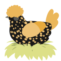 A sable and honey chicken with a speckle pattern