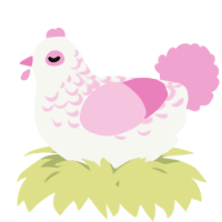 A white and pink chicken with a half-lace pattern