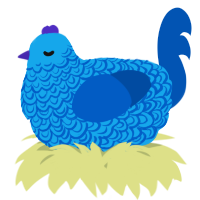 A sky and ultramarine chicken with a double-lace pattern