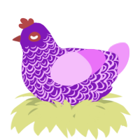 A violet and lavender chicken with a double-lace pattern