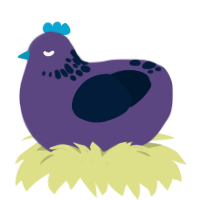 Big Purple, a overcast and tumblr chicken with a neck-speckle pattern