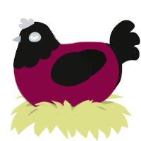 Maroonmist, a maroon and black chicken with a head pattern