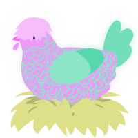 A lavender and mint chicken with a double-lace pattern