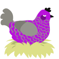 Contessa Ivy, a amethyst and ash chicken with a lace pattern