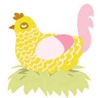 Strawby Lemonade, a yellow and rose chicken with a lace pattern