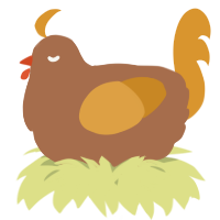 A brown and orange chicken