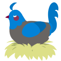 A grey and sapphire chicken with a head pattern