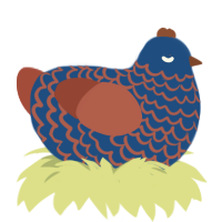 Fireblu Doom Texture, a ultramarine and red chicken with a lace pattern