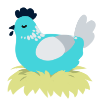A aqua and mist chicken with a neck-speckle pattern
