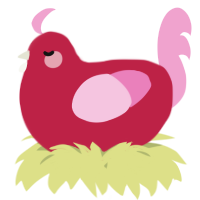 A crimson and pink chicken