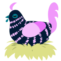 A tumblr and lavender chicken with a bar pattern