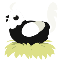 A black and white chicken with a head pattern