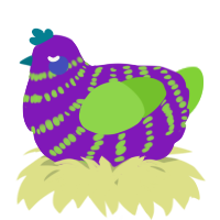 A violet and grass chicken with a bar pattern
