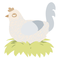 A cream and mist chicken with a double-lace pattern