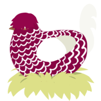 Xmas Steps, a maroon and white chicken with a lace pattern