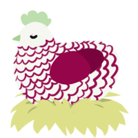Dragonfruit, a white and maroon chicken with a lace pattern