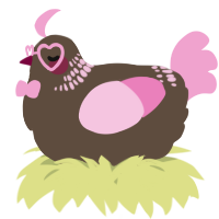 A bark and pink chicken with a neck-band pattern