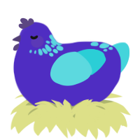 A indigo and aqua chicken with a neck-speckle pattern