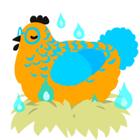 A orange and sky chicken with a half-lace pattern