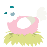 A rose and white chicken with a head pattern