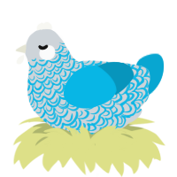 Lutz, a mist and cerulean chicken with a double-lace pattern