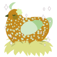 Chee, a ochre and gluppy chicken with a speckle pattern