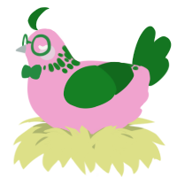 A pink and leaf chicken with a neck-speckle pattern