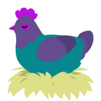A teal and overcast chicken with a head pattern