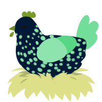 Glowshroom, a tumblr and spring chicken with a speckle pattern