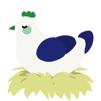 A white and navy chicken