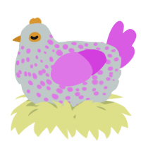 A silver and orchid chicken with a speckle pattern