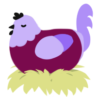 A wine and lilac chicken with a head pattern