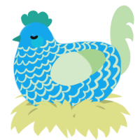 A sky and gluppy chicken with a lace pattern