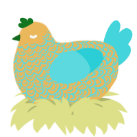 A honey and aqua chicken with a double-lace pattern