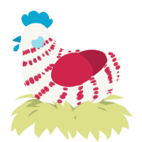 A white and crimson chicken with a bar pattern