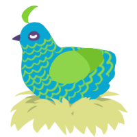 A cerulean and grass chicken with a lace pattern